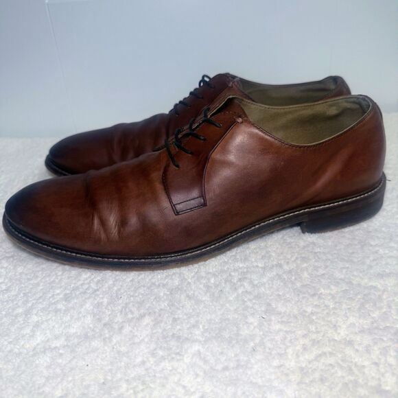 Aston Grey Shoes Mens 13 Grenasien Dress Plain Toe Oxford Brown Leather Lace Up - Picture 2 of 8